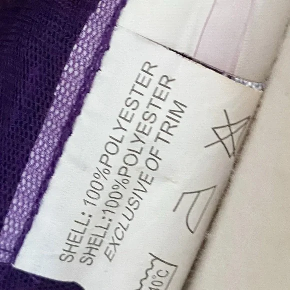 Mori Lee Madeline Gardner Gown Dress Sz 14 Purple Long Sleeve Sequins Lace Gala - Picture 14 of 16